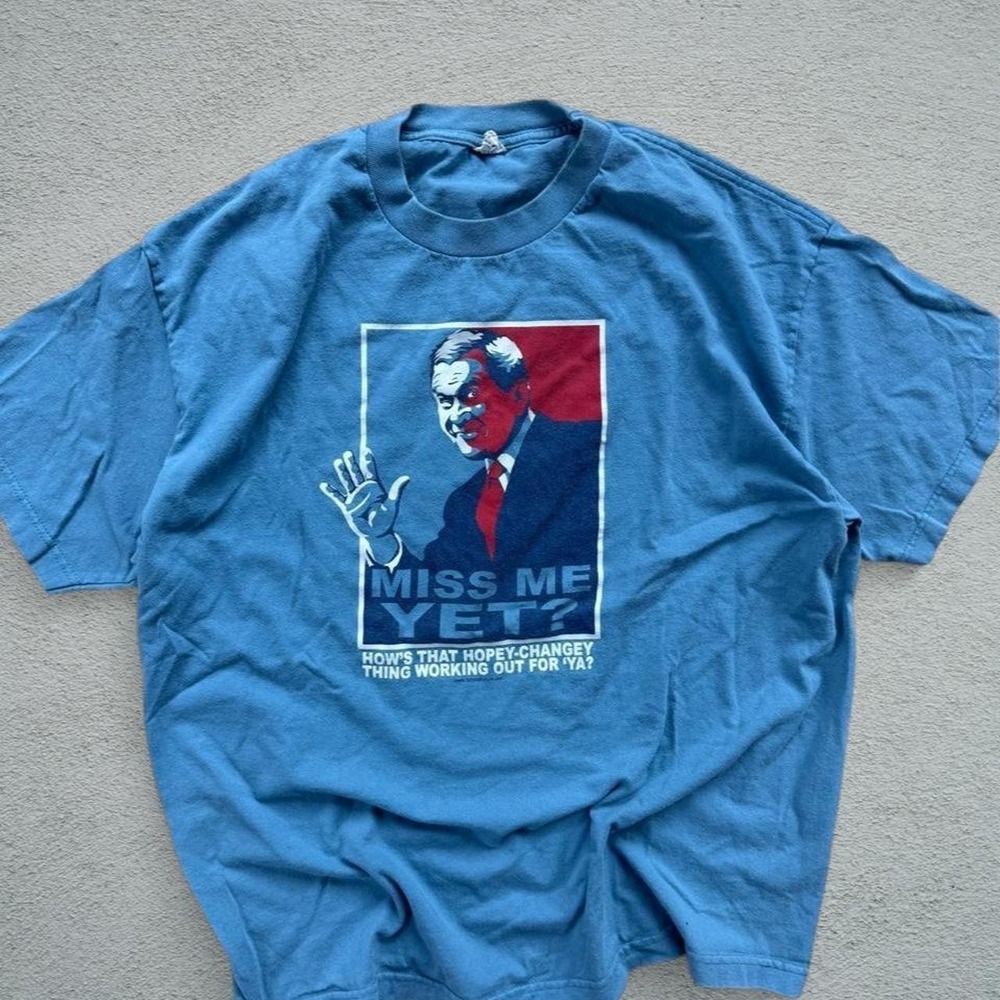 Vintage Political Funny T-Shirt Size XL Blue Cotton 90s